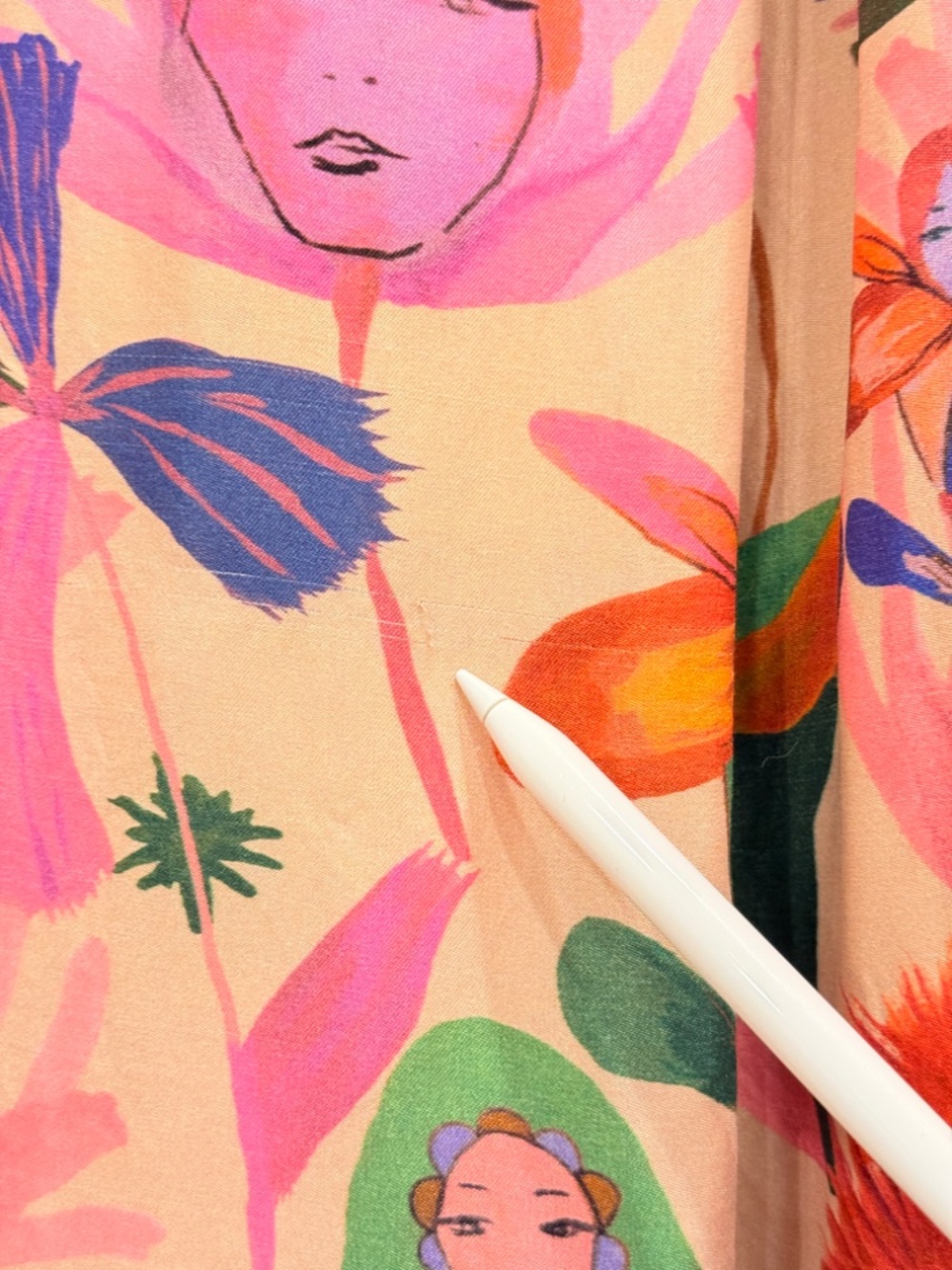 Farm Rio Fairies Sand Viscose Slip Midi Dress Boho Tropical Vacation Size Medium - Picture 6 of 16